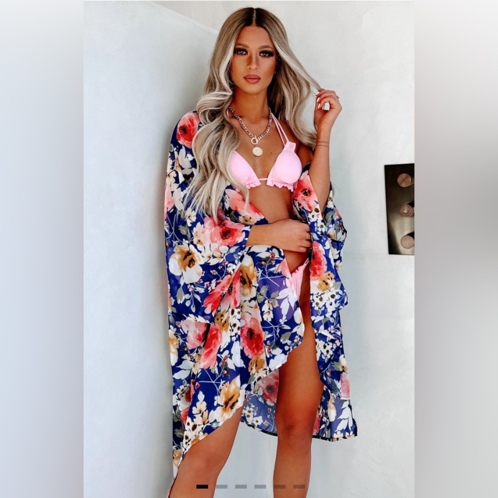 NanaMacs Floral Zen Floral Kimono Royal Blue + Floral